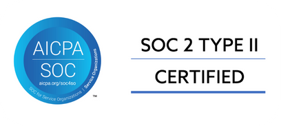 AICPA SOC 2 Type II Certified badge with blue circle logo and text.