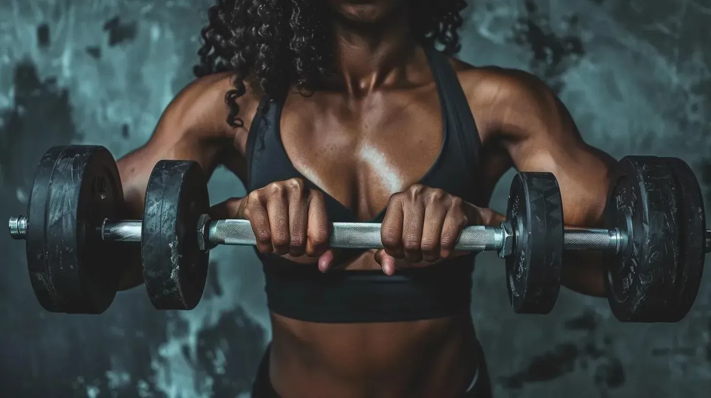 Woman holding a dumbbell, emphasizing strength training for muscle preservation while on GLP-1 medications.