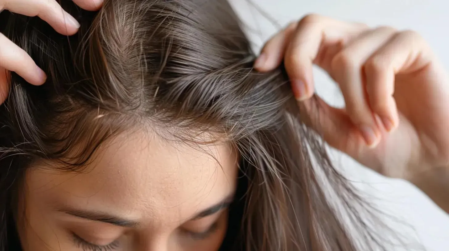 Woman examining her hair and scalp for signs of hair loss, relevant to discussions on hair loss during GLP-1 weight-loss medication use.