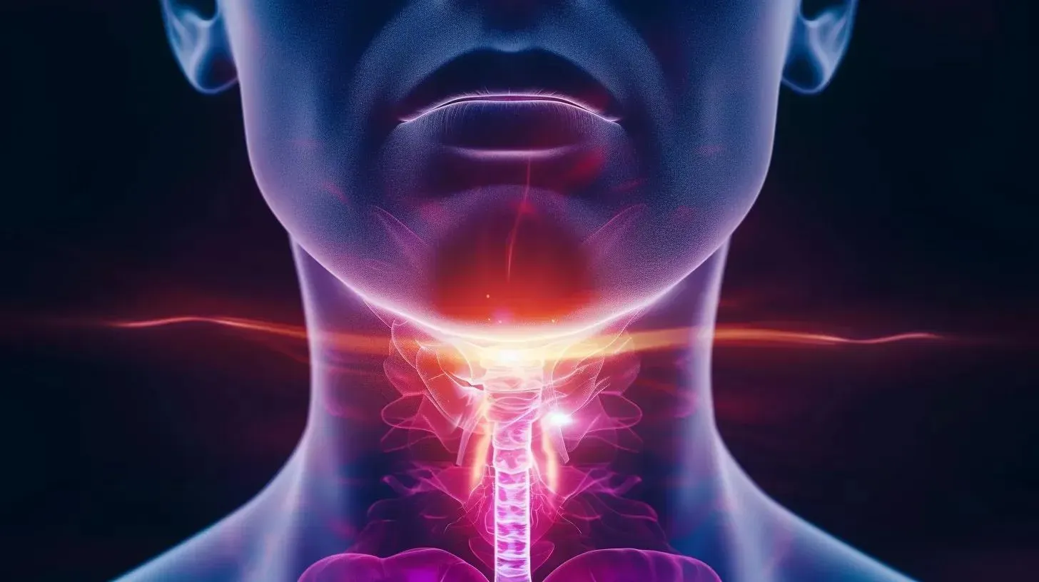Illustration of human neck anatomy highlighting the thyroid gland, relevant to discussions about GLP-1 medications and thyroid cancer risks.