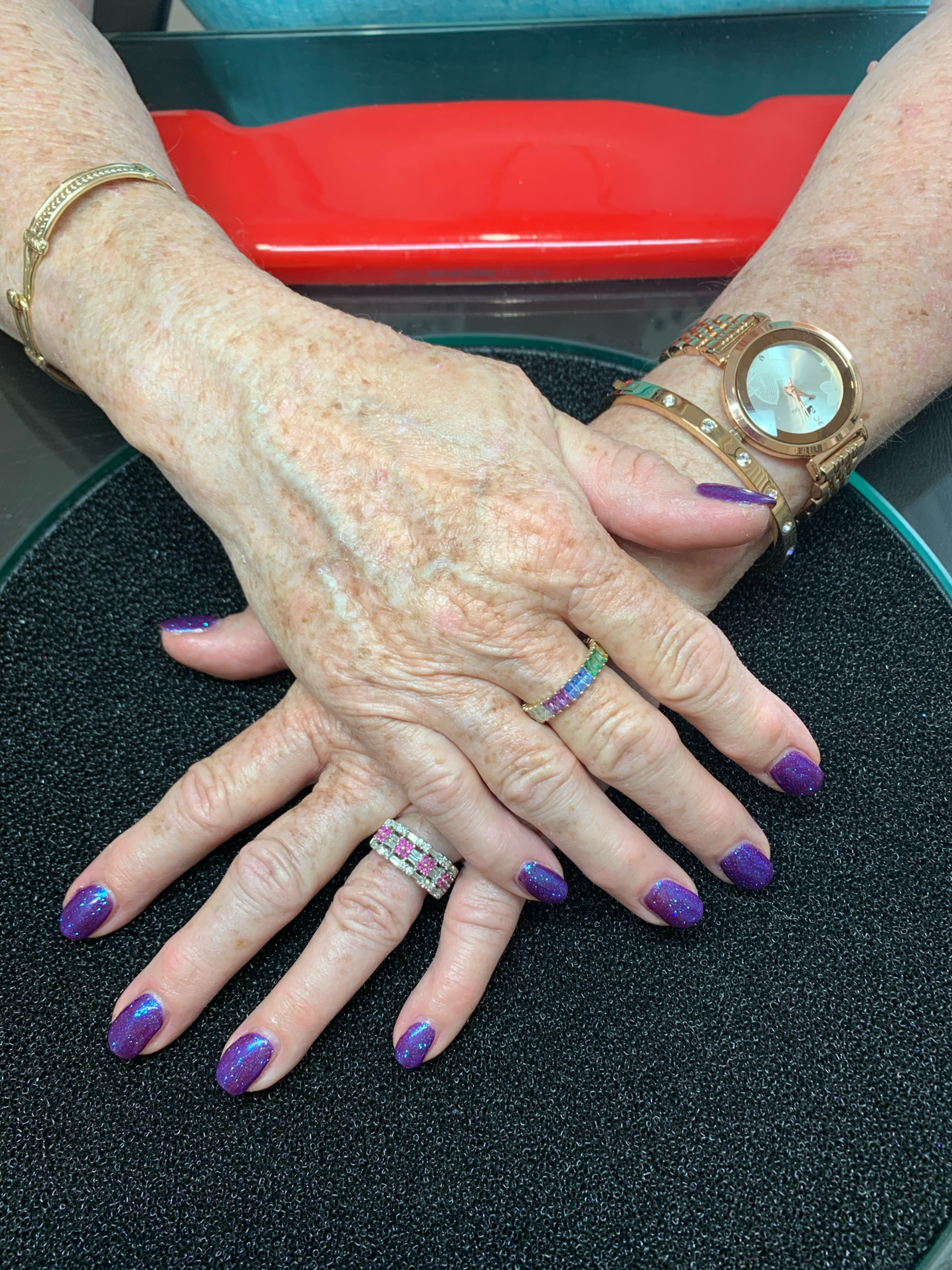 Hands with Purple Nail Polish— Beauty In Profile In Salamander Bay, NSW