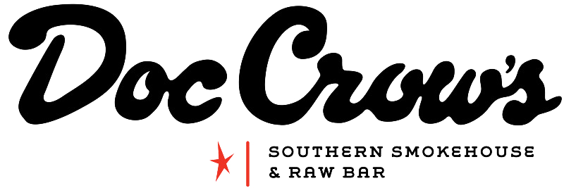 The logo for doc crow 's southern smokehouse and raw bar