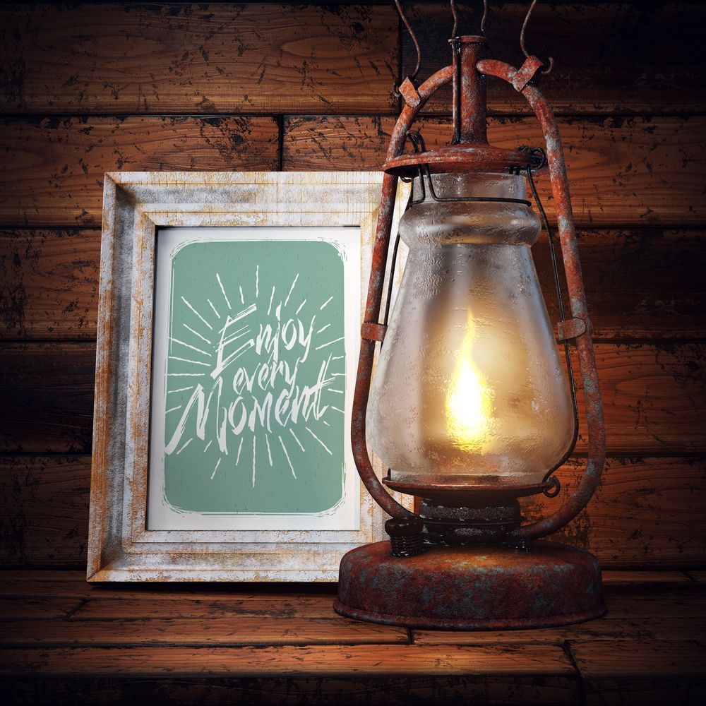 Picture Frame and Old Rusty Oil Lamp — Picture Framing in Lammermoor, QLD