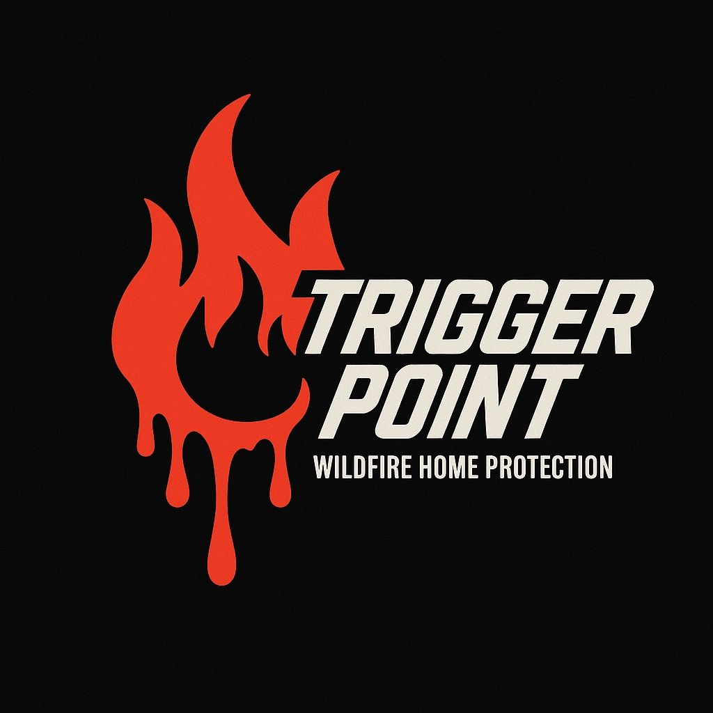 Logo for Trigger Point Wildfire Home Protection with a stylized flame and text.