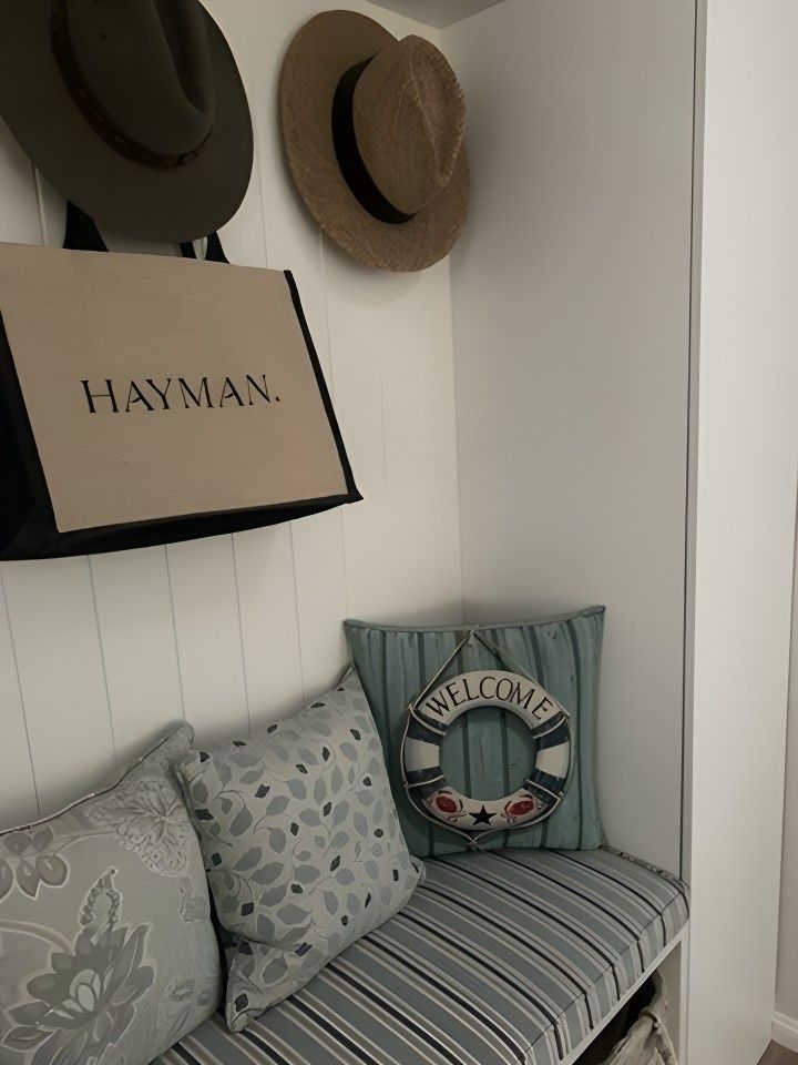 A Hayman Bag Hangs on the Wall Above a Bench — JPR Concepts in Burleigh Heads, QLD