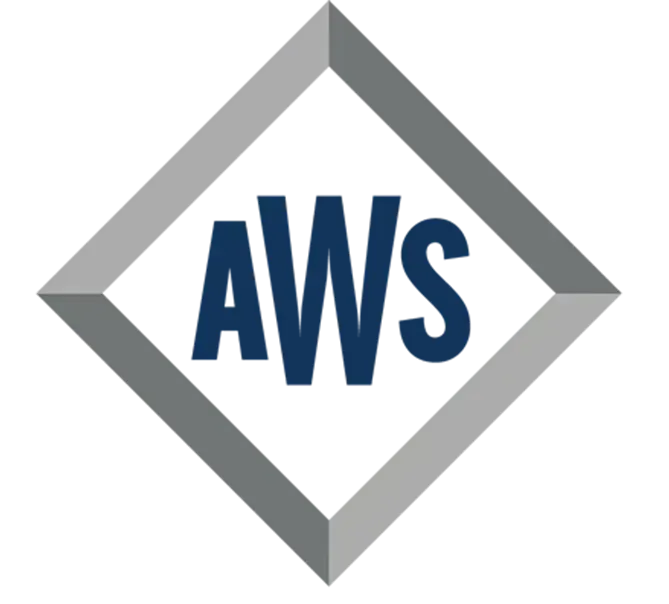 A logo for aws in a diamond shape