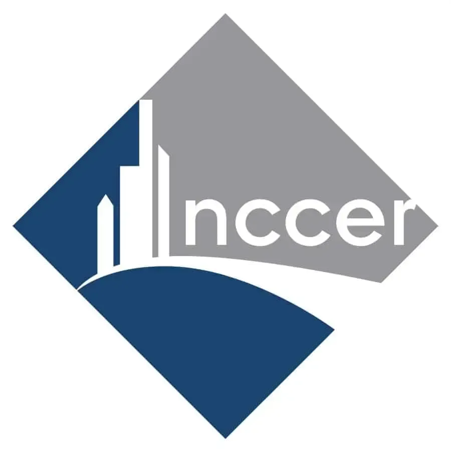 A blue and gray logo for nccer