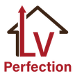 Logo: Brown house outline, red arrow, and "LV" overlayed, with "Perfection" below in red.