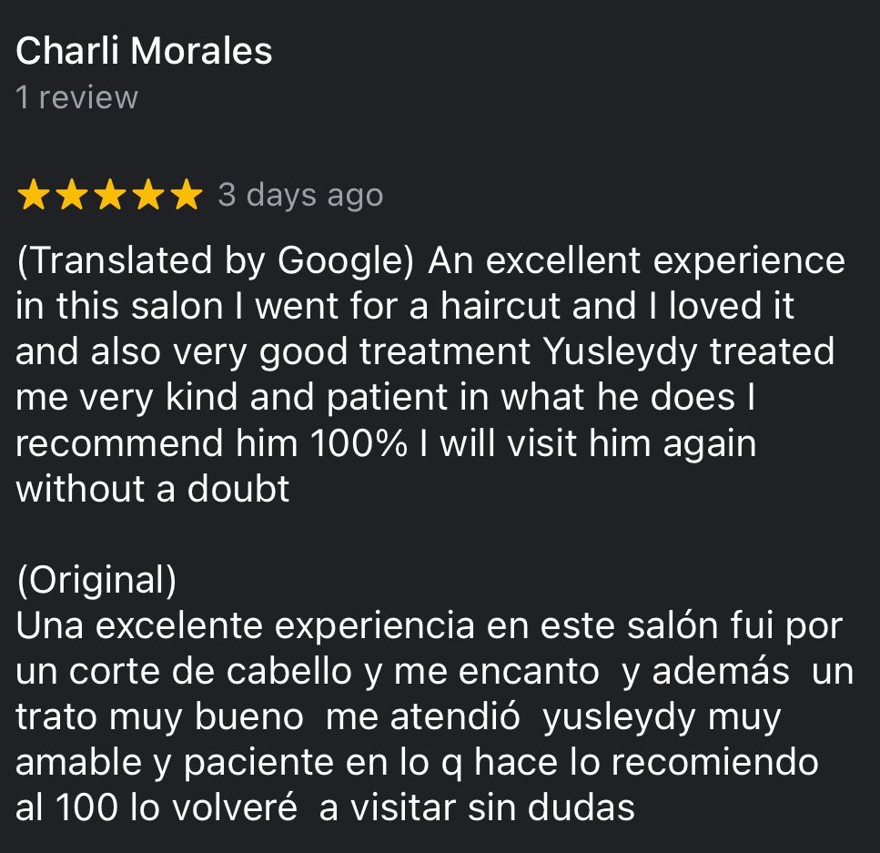 client review google hair salon