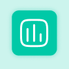 Green app icon with white bar graph.