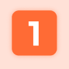 Orange square with rounded corners, white number 1.