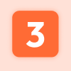 Orange square with the number 3 in white.