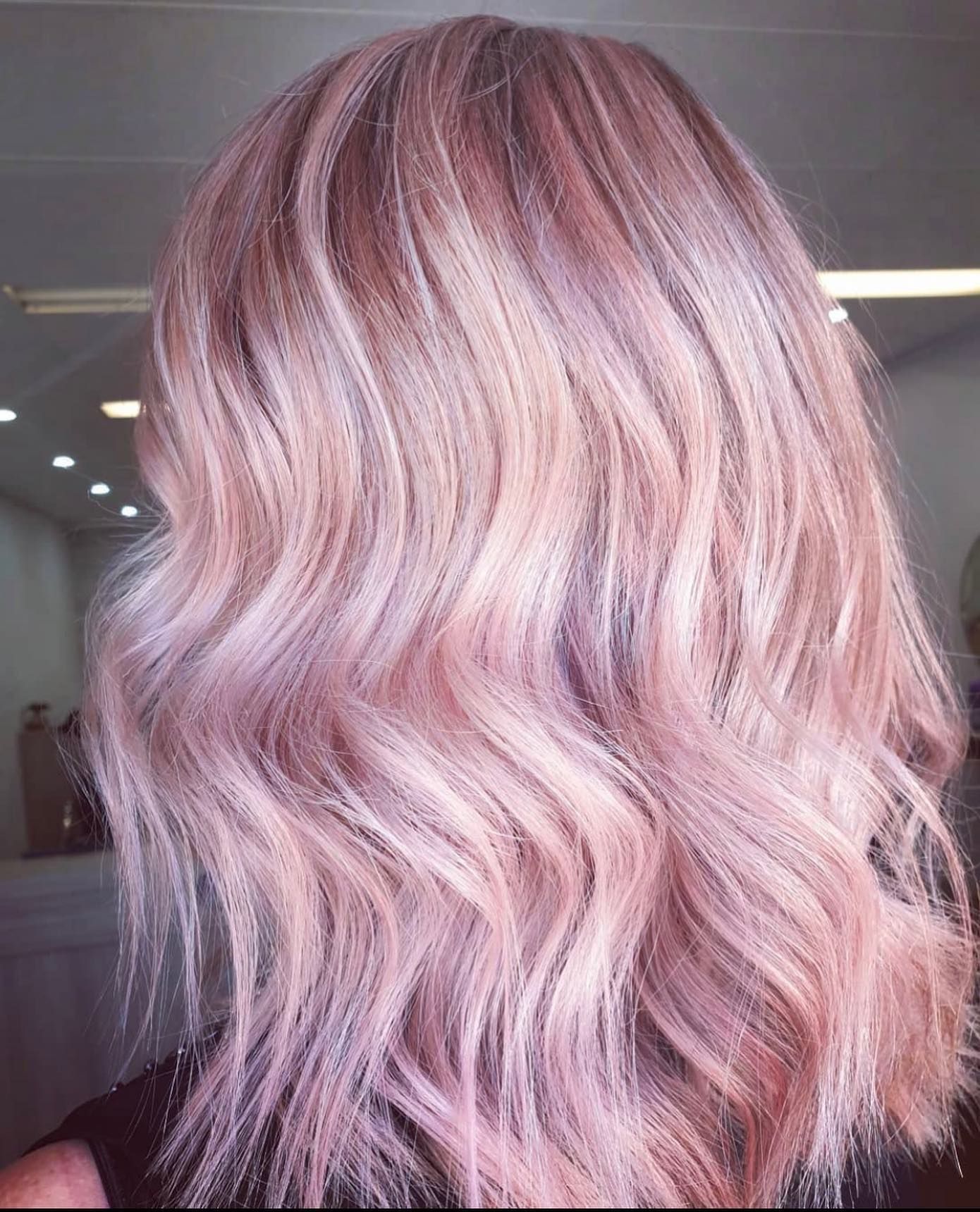 Wavy Light Pink and Blonde Hair, Styled in Loose Waves — Salon South in Mount Sheridan, QLD