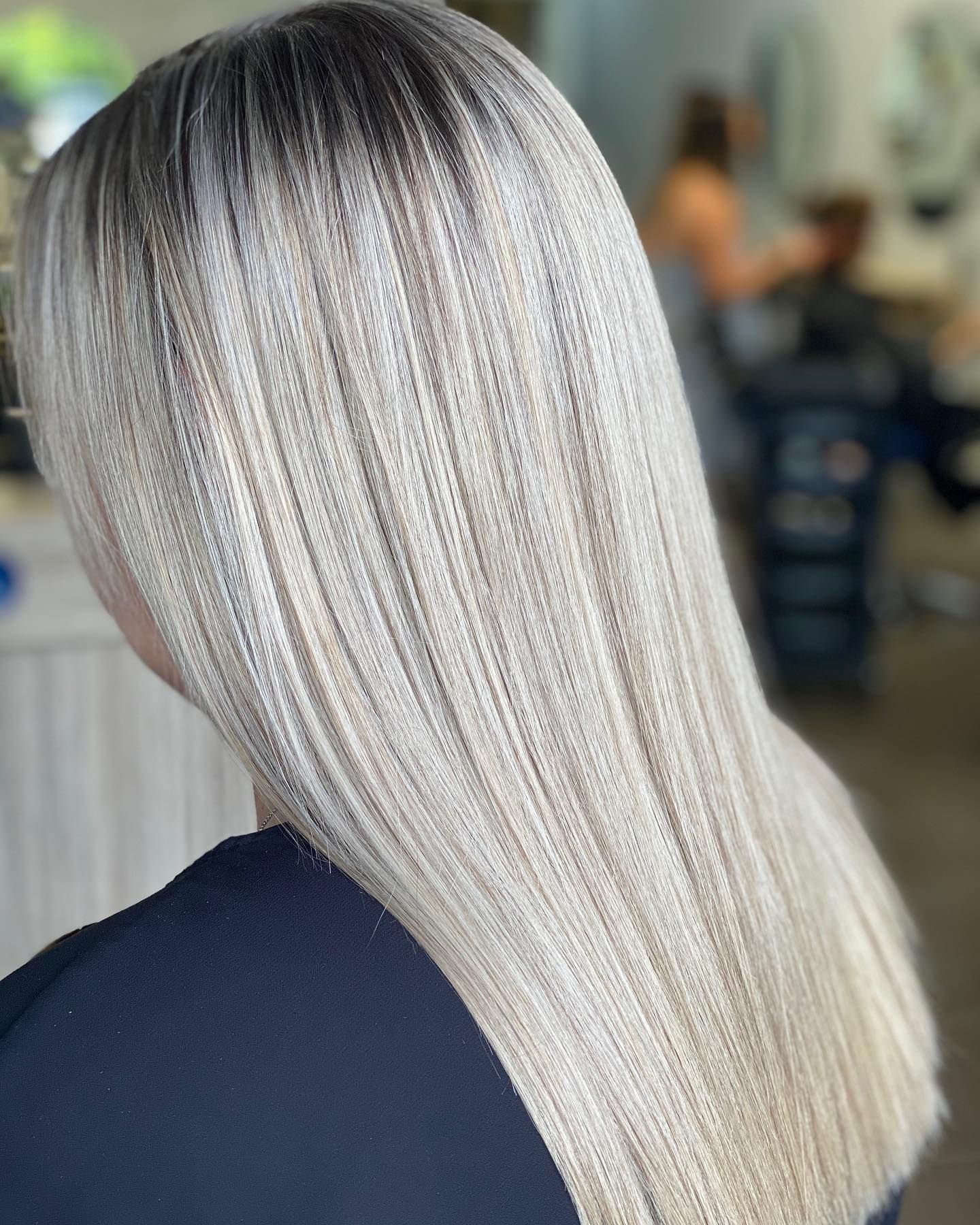 Woman With Long, Straight, Ash Blonde Hair, Dark Roots — Salon South in Mount Sheridan, QLD