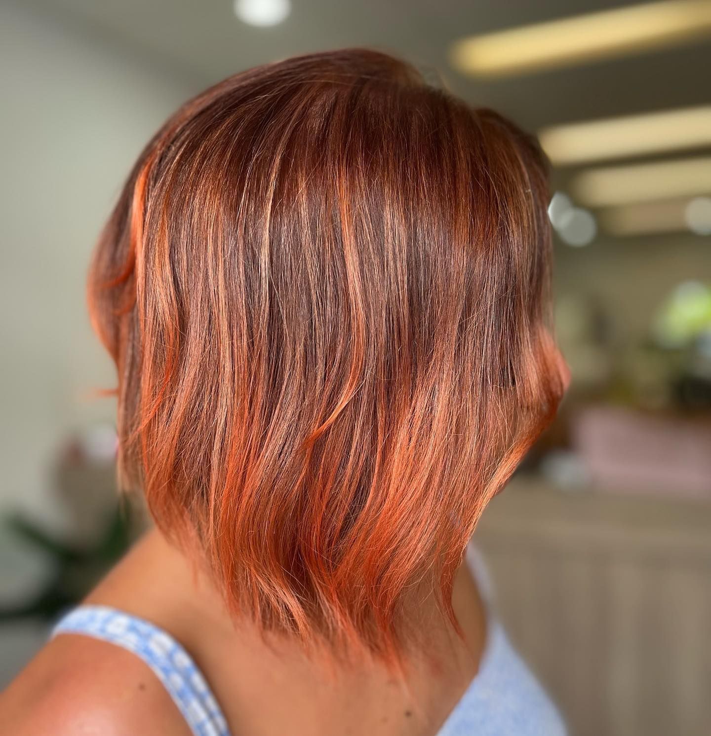 Close-up of Styled Short, Copper-orange Hair With Highlights — That Printed Vinyl Place in Heatley, QLD