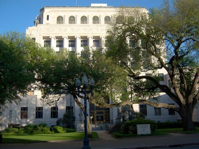 A large white building with a tree in front of it
