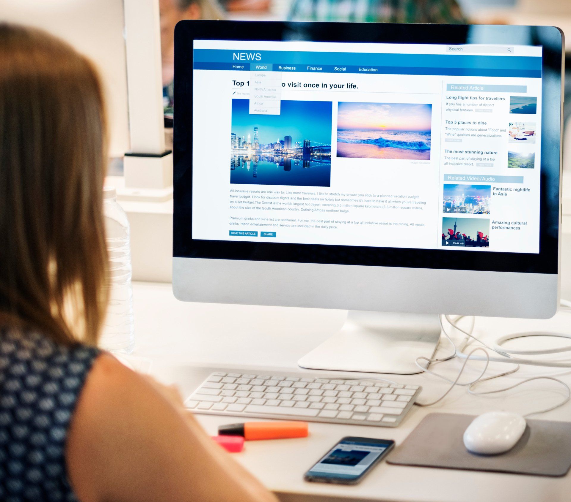 Woman looking at a computer