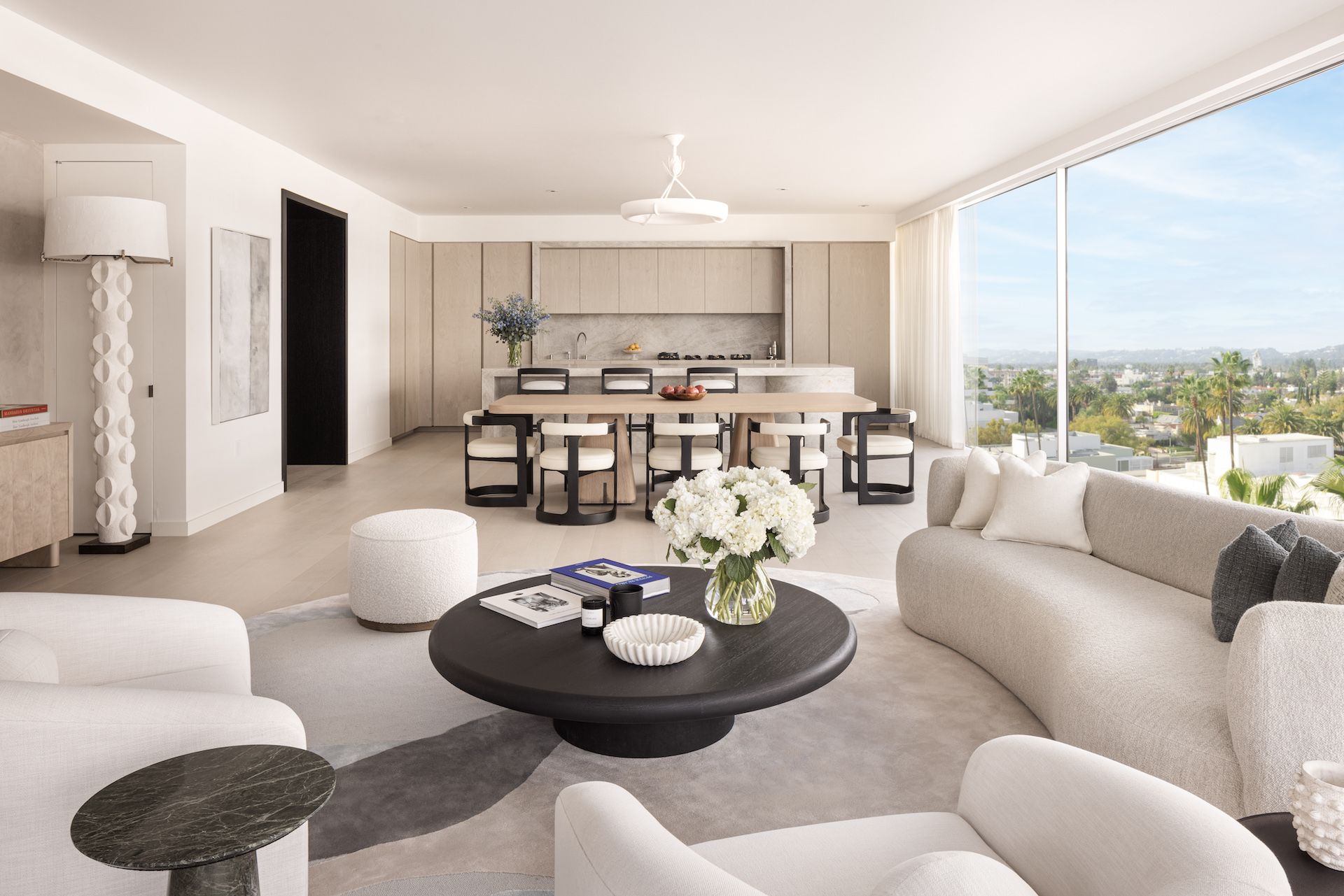 A living room with a couch and a coffee table
