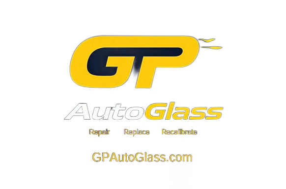 Yellow and blue GT AutoGlass logo with website address.