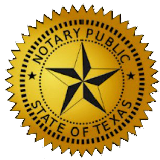 A notary public seal from the state of texas