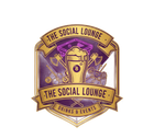 Logo for "The Social Lounge," with a beer glass, axes, and games.