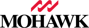 A red and black logo for mohawk on a white background