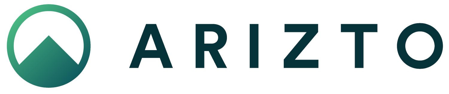 A logo for a company called arizzo with a mountain in the background.