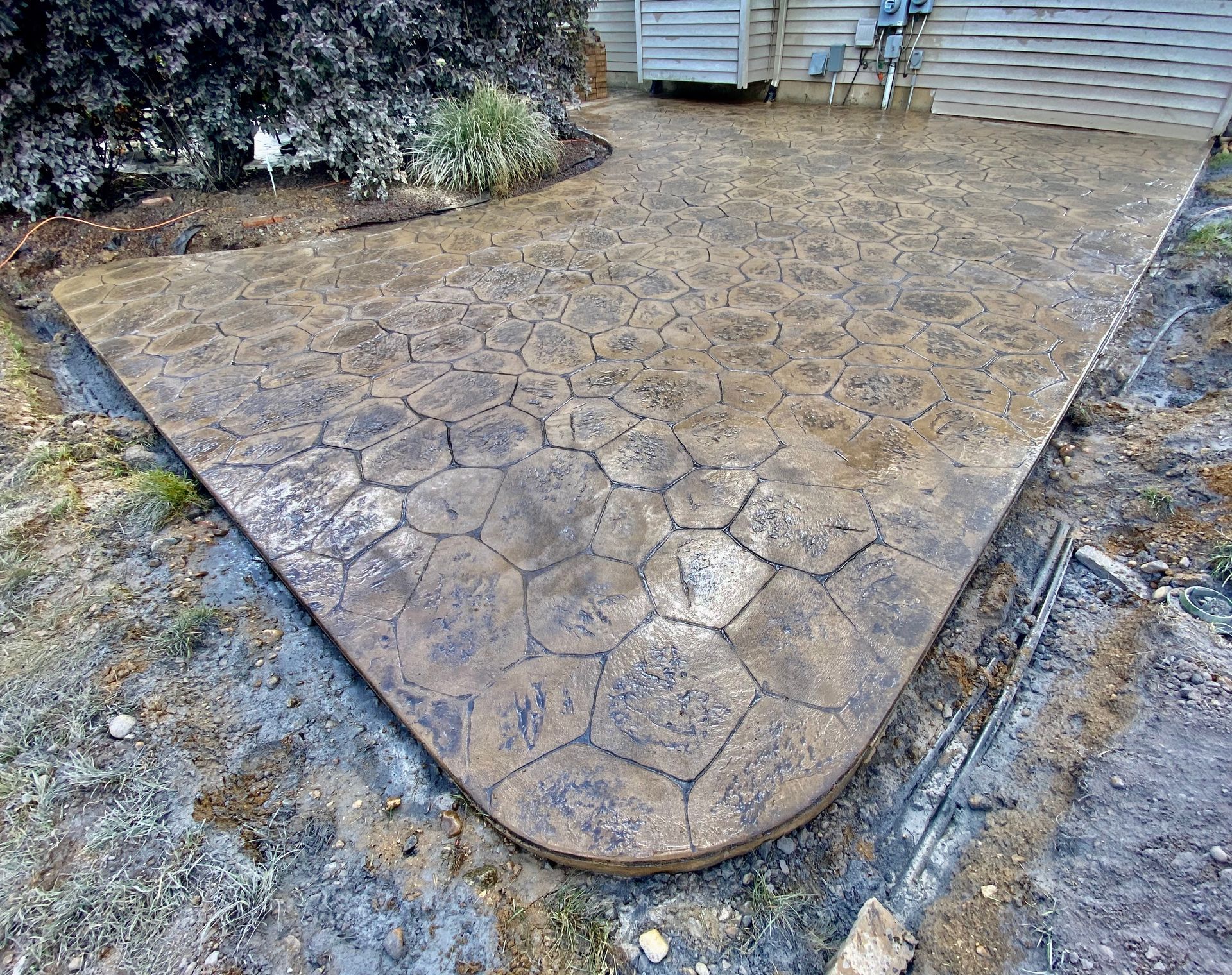 Random stone, stamped concrete