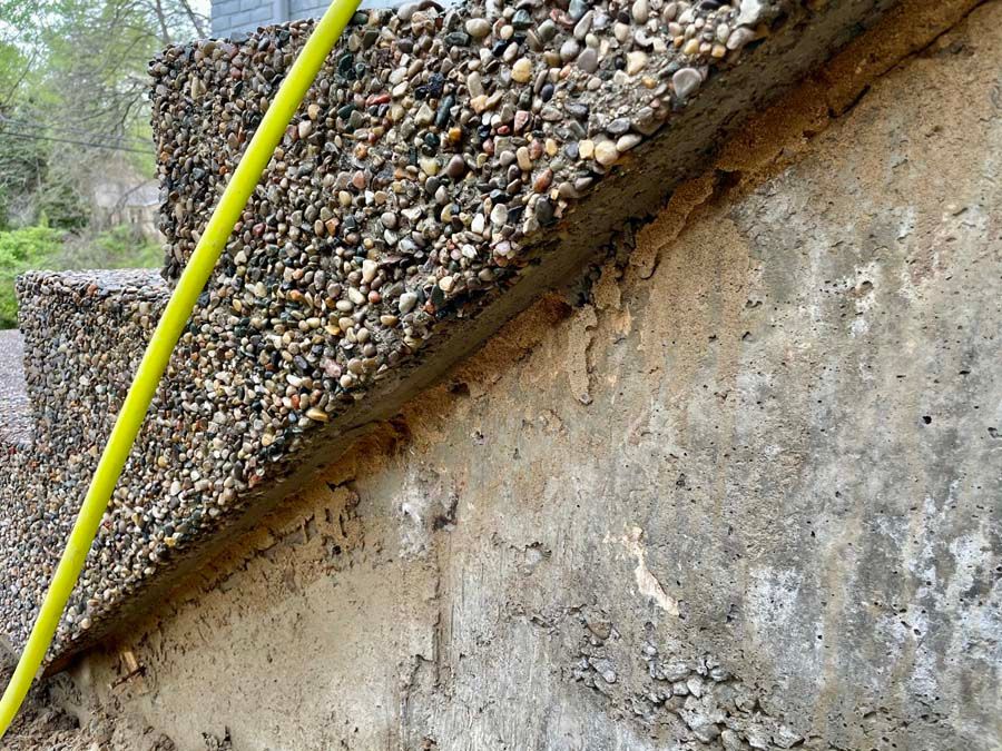 Exposed, aggregate steps