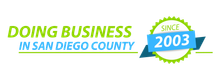 A logo for doing business in san diego county since 2003