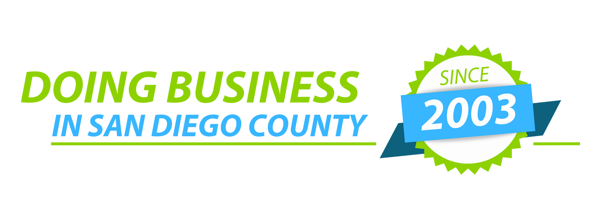 Doing Business in San Diego County logo with “Since 2003” badge