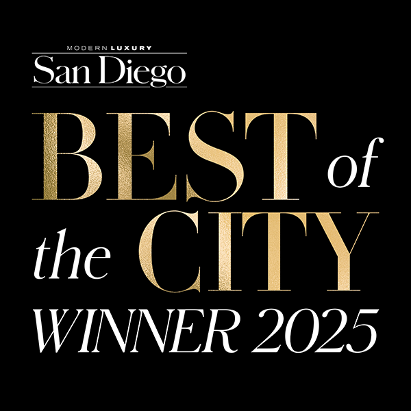 San Diego Modern Luxury “Best of the City Winner 2025” gold and white text on black background
