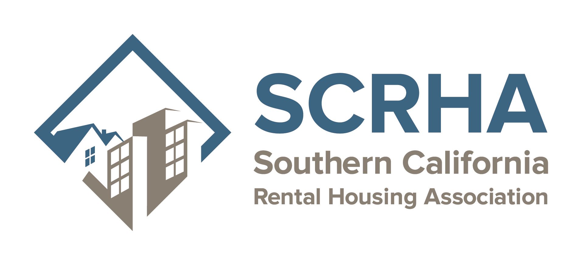 SCRHA logo with blue and tan building icon and Southern California Rental Housing Association text