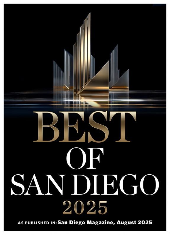 Best of San Diego 2025 award cover with gold skyline graphic on black background