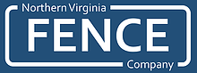Logo of Northern Virginia Fence Company, white text on blue background, within a white rounded rectangle border.