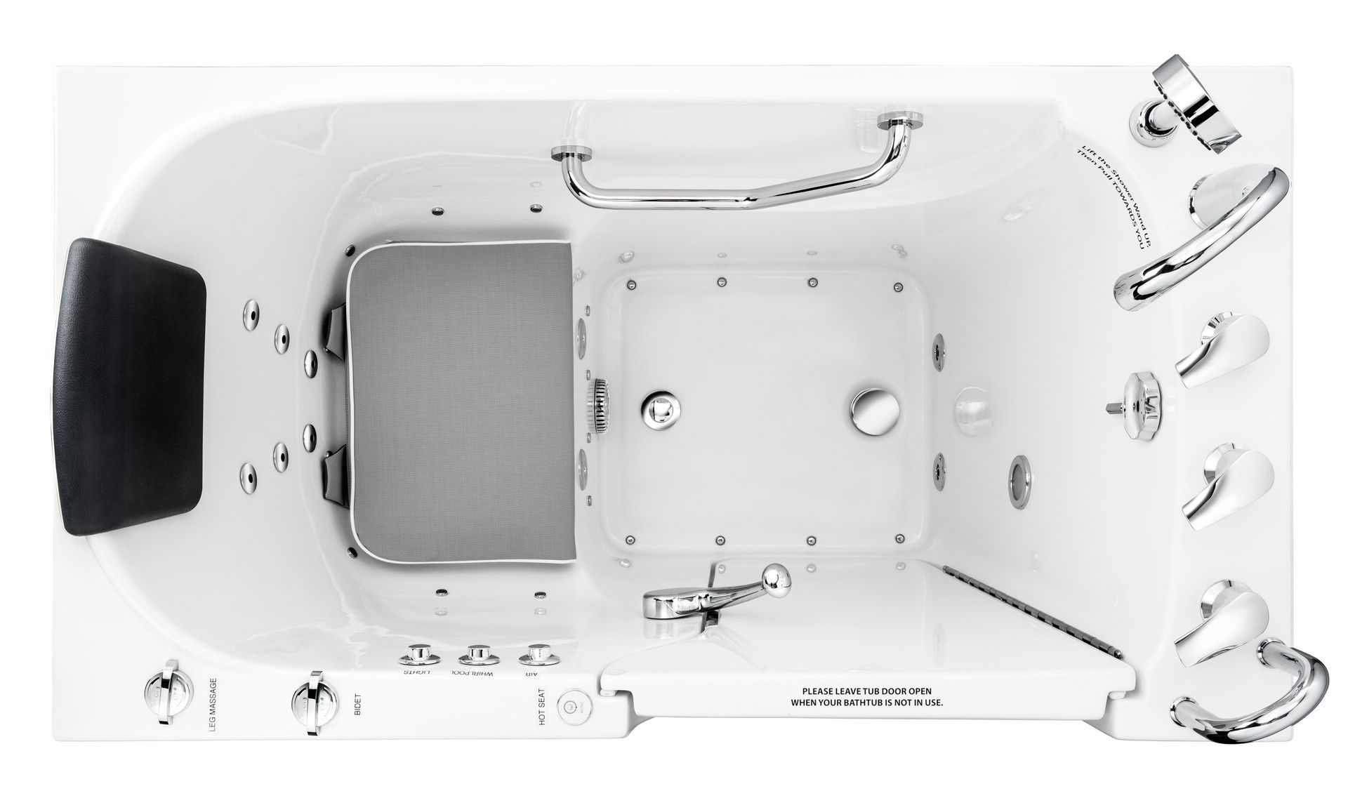Top View of Half-Open Walk-in Bathtub — Moline, IL — Midwest Bath Co.