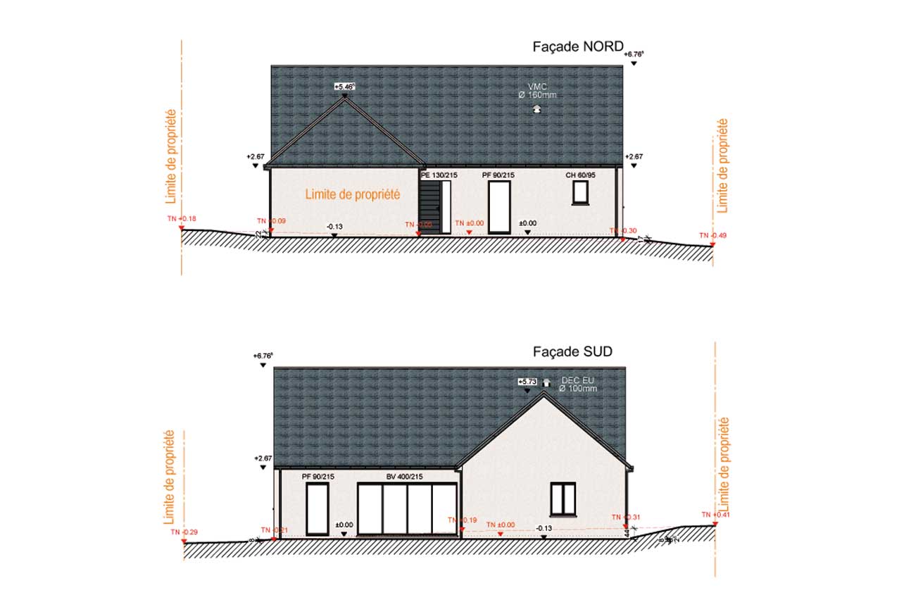 ELIPLANS - Façades d'un dossier Permis de construire sur TOURS