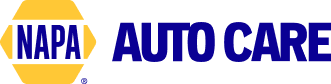 NAPA AUTO CARE logo with a yellow emblem and blue text on a white | Arn's Auto Servicebackground.