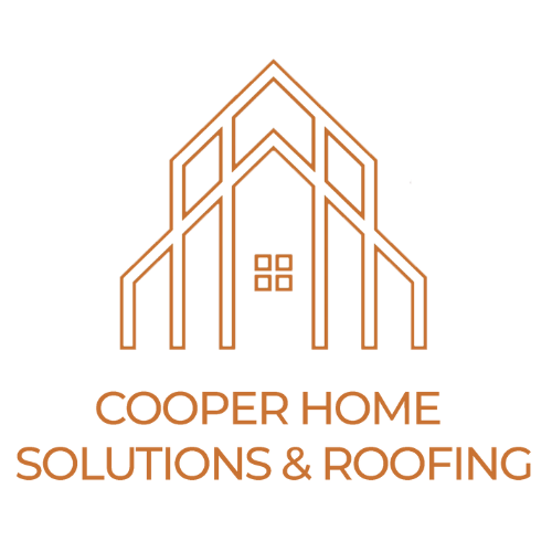 A logo for a company called cooper home solutions and roofing.