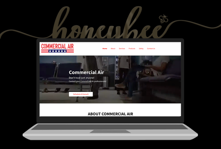 A laptop is open to a commercial air website