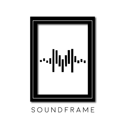 A picture frame with a sound wave inside of it.