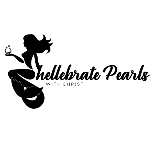 A black and white logo of a mermaid holding a pearl.