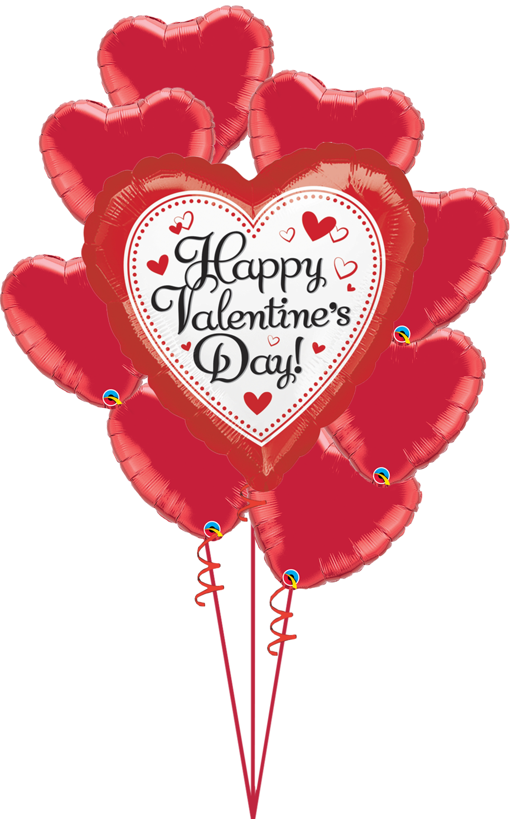 a bunch of red heart shaped balloons that say happy valentine 's day