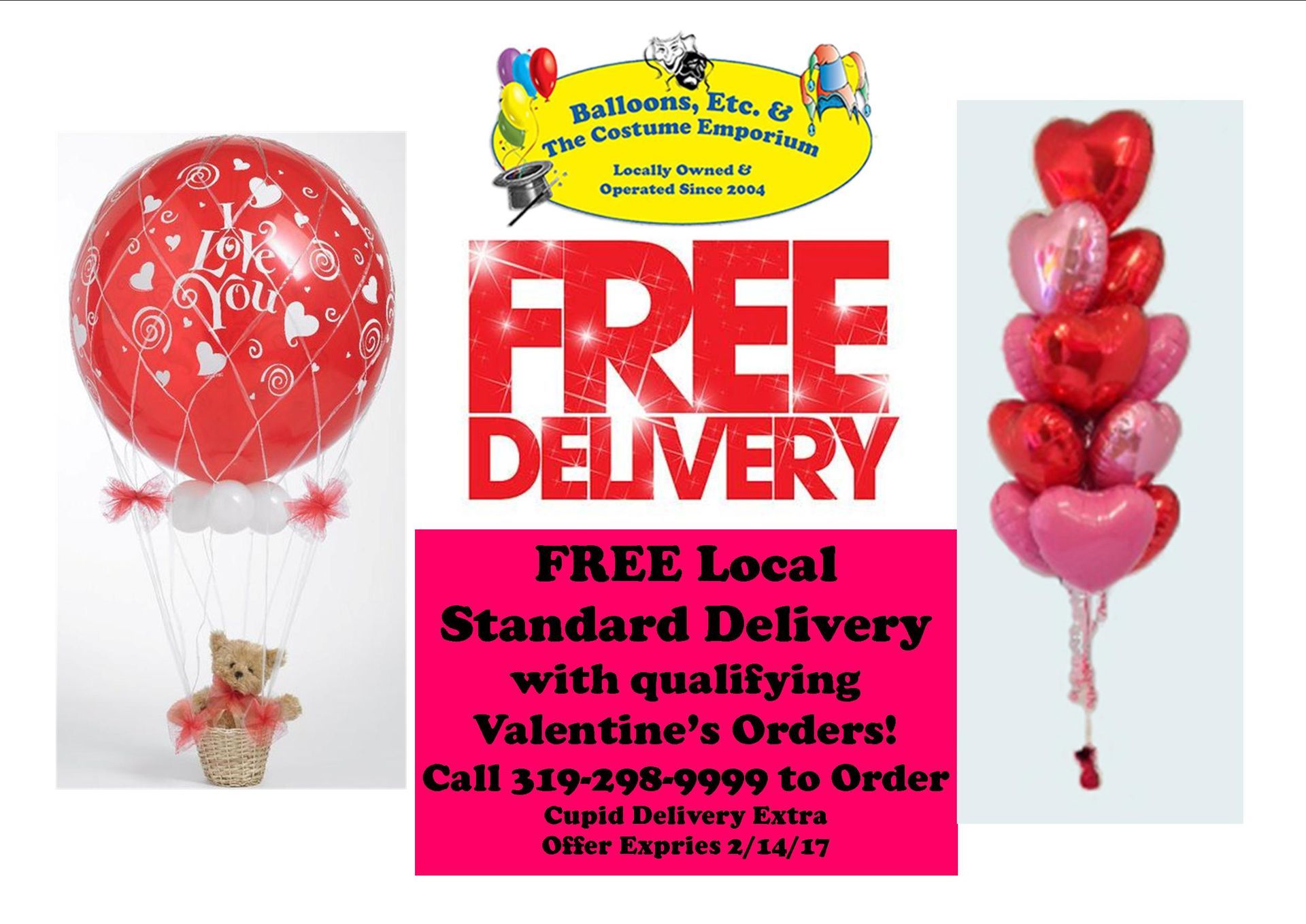 an advertisement for free local standard delivery with qualifying valentine 's orders