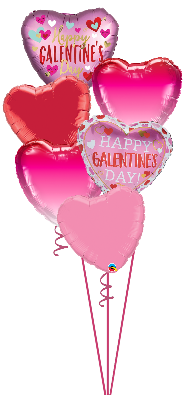 a bunch of heart shaped balloons on a stick for valentine 's day .