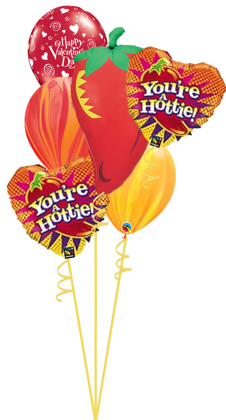 a bunch of balloons with one that says you're a hottie
