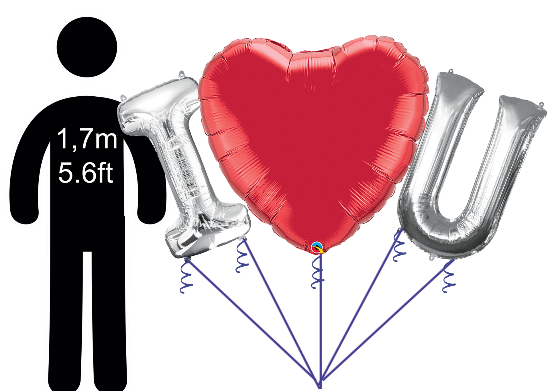 a man is standing next to a bunch of balloons that say i love you .