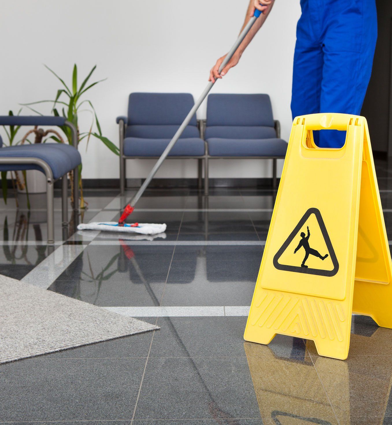 Janitorial Services — Mopping the Waiting Area Floor in Will County