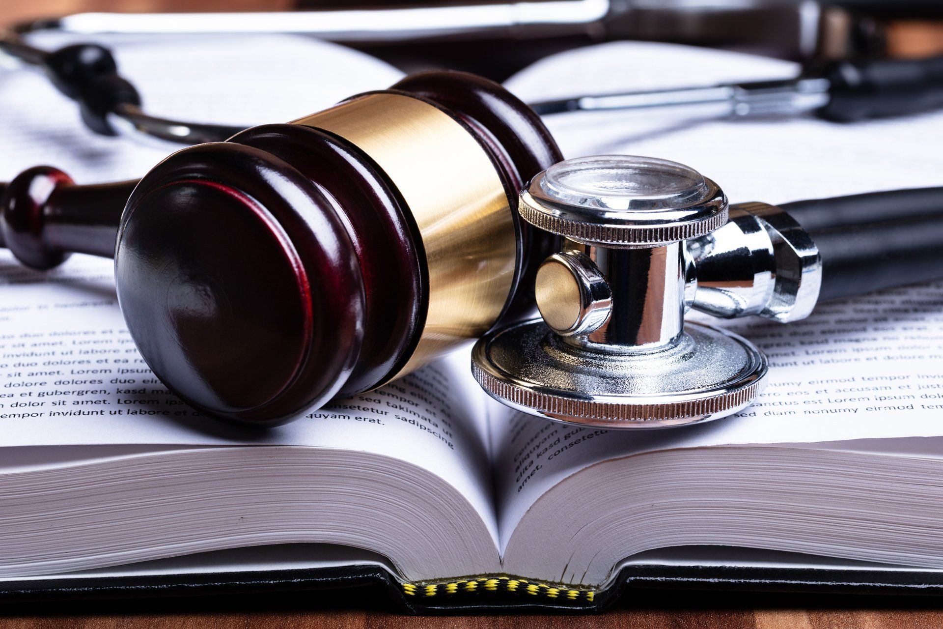 Stethoscope and Gavel on Book