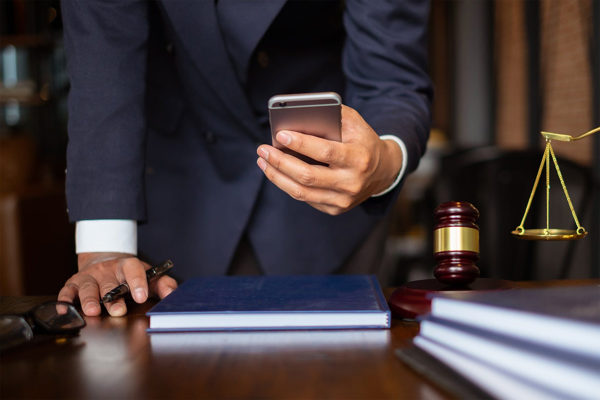 Lawyer Using Cell Phone